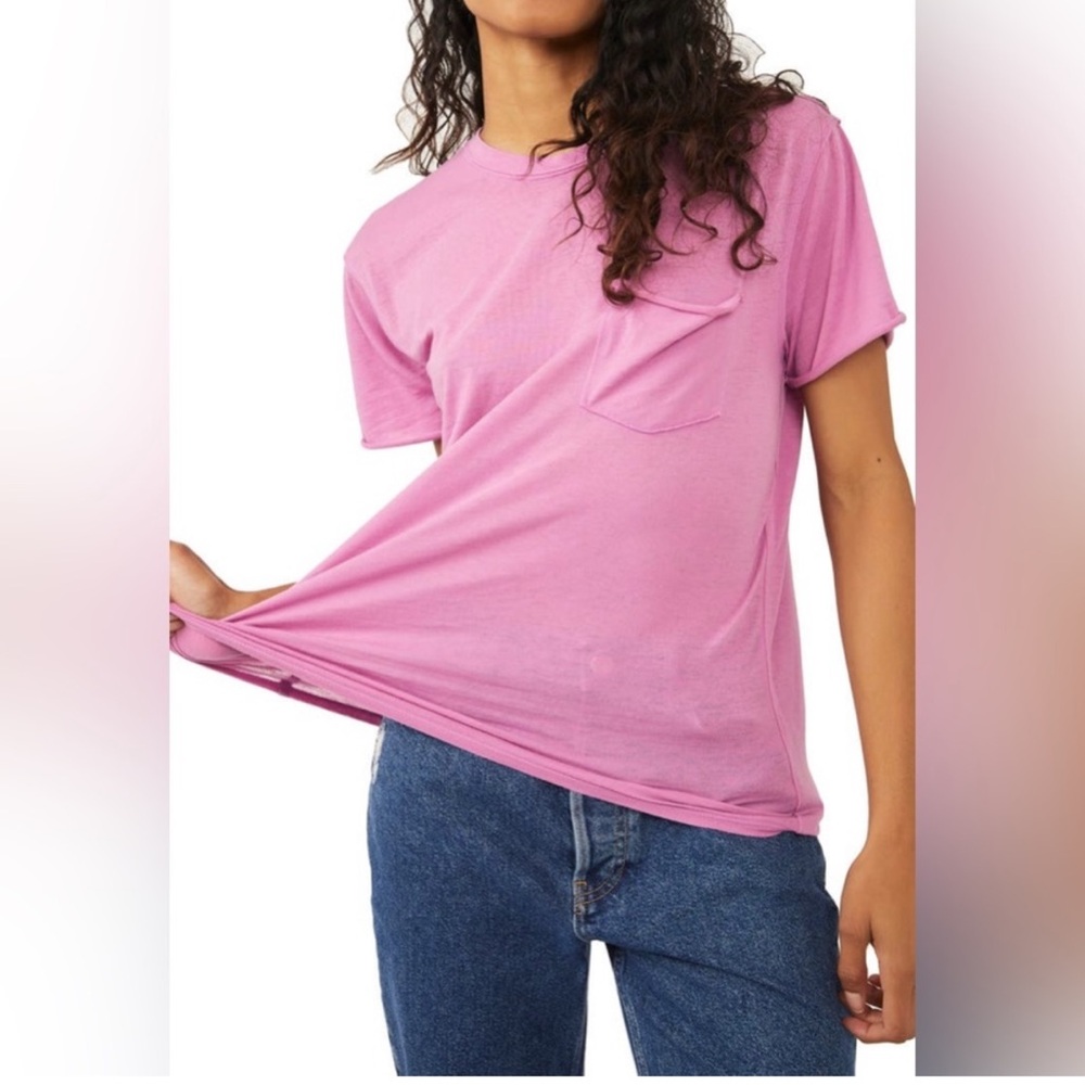 NEW Free people Vella Tee women top tshirt size XL pink